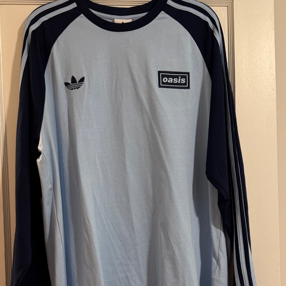 adidas Light Blue and Navy Long Sleeve Shirt x Oasis Concert